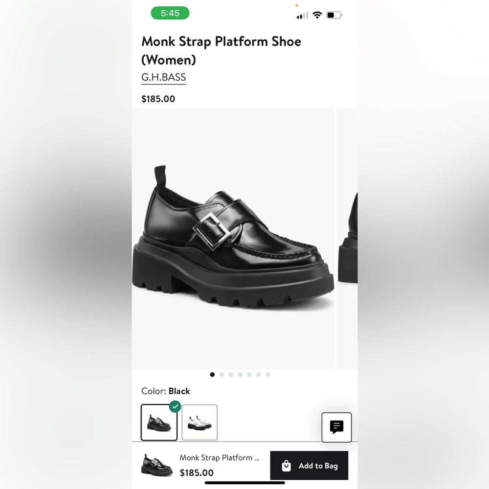 G.H. Bass & Co. Black Monk Strap Platform Loafers